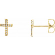 14K Yellow .05 CTW Diamond Cross Earrings