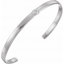 14K White 1/10 CT Diamond Cuff 6 Bracelet