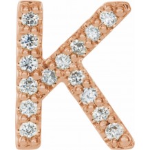 14K Rose .05 CTW Diamond Single Initial K Earring