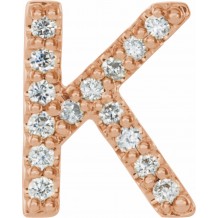 14K Rose .05 CTW Diamond Single Initial K Earring