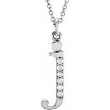 14K White .025 CTW Diamond Lowercase Initial j 16 Necklace