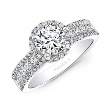 18k White Gold Channel Set Diamond Halo Engagement Ring