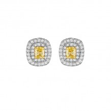 Henri Daussi Yellow Platinum Diamond Stud Earrings