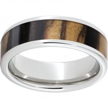 Serinium Pipe Cut Band with Exotic Black and White Ebony Wood Inlay