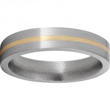 Titanium Flat Band with a 1mm 14K Yellow Gold Inlay and Satin Finish