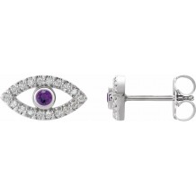 14K White Amethyst & White Sapphire Earrings