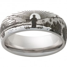 Serinium Domed Band with Sunrise Laser Engraving