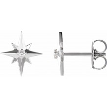 14K White .03 CTW Diamond Star Earrings