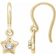 14K Yellow 3 mm Round April Youth Star Birthstone Earrings