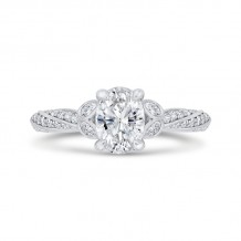 Shah Luxury 14K White Gold Oval Cut Diamond Split Shank Engagement Ring (Semi-Mount)