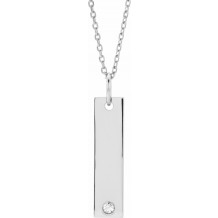14K White .03 CT Diamond Bar 16-18 Necklace