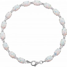 14K White Lab-Grown Opal Line 7 Bracelet