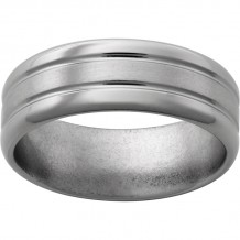 Titanium Band with Two .5mm Grooves, Satin Center and Polished Edges