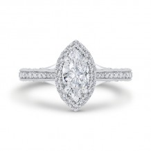 Shah Luxury 14K White Gold Marquise Cut Diamond Halo Engagement Ring (Semi-Mount)