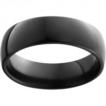 Black Zirconium Domed Band with Polish Finish