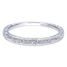 Gabriel & Co. 14k White Gold Victorian Diamond Wedding Band