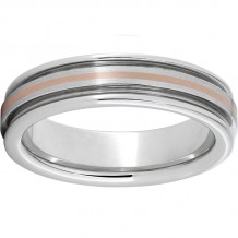 Serinium Rounded Edge Band with a 1mm 14K Rose Gold Inlay and Satin Finish