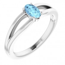 14K White Aquamarine Youth Solitaire Ring