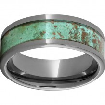 Rugged Tungsten  8mm Pipe Cut Band with Rustic Copper Inlay