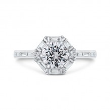 Shah Luxury 14K White Gold Round Cut Diamond Halo Engagement Ring (Semi-Mount)