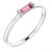 14K White Pink Tourmaline Stackable Ring