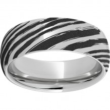 Serinium Domed Band with Driftwood Laser Engraving