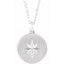 14K White Starburst Disc 16-18 Necklace