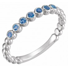 14K White Blue Sapphire Stackable Ring