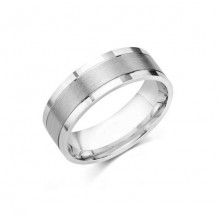 14K White Gold Comfort Feel Engraved Men's Wedding Band