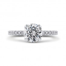 Shah Luxury 14K White Gold Round Diamond Classic Engagement Ring (Semi-Mount)
