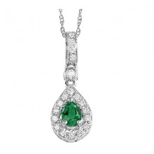 Gems One 14Kt White Gold Diamond (1/10Ctw) & Emerald (1/5 Ctw) Pendant