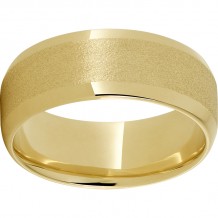 Modern Gold 8mm 10K Yellow Gold Ring with Beveled Edges and Stone Finish