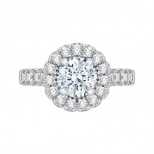 Shah Luxury 14K White Gold Round Halo Diamond Engagement Ring (Semi-Mount)