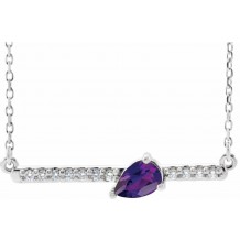 14K White Amethyst & 1/10 CTW Diamond 18 Necklace