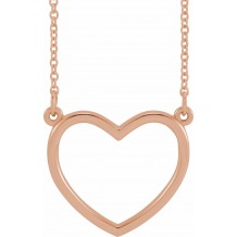 14K Rose 17x15.8 mm Heart 16 Necklace