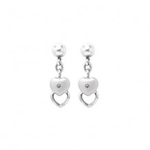Sterling Silver Diamond Stacked Hearts earrings