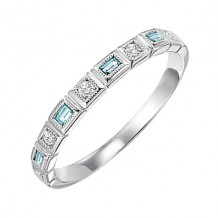 Gems One 10Kt White Gold Diamond (1/10Ctw) & Blue Topaz (1/6 Ctw) Ring