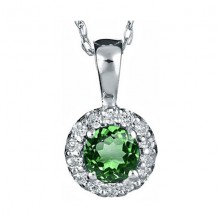 Gems One 14Kt White Gold Diamond (1/12Ctw) & Emerald (1/4 Ctw) Pendant