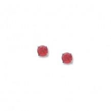 14K White Gold 4mm Ruby Stud Earrings