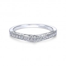 Gabriel & Co. 14k White Gold Victorian Curved Wedding Band