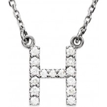 14K White Initial H 1/8 CTW Diamond 16 Necklace