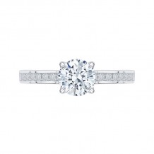 Shah Luxury 14K White Gold Cut Round Diamond Cathedral Style Engagement Ring (Semi-Mount)