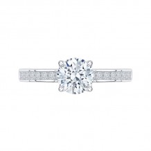 Shah Luxury 14K White Gold Cut Round Diamond Cathedral Style Engagement Ring (Semi-Mount)