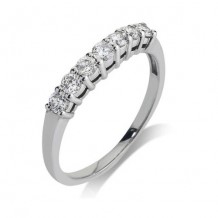 14K White Gold 0.5ct 7 Stone Diamond Contour Women's Wedding Band