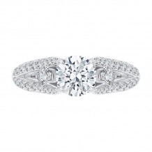 Shah Luxury 14K White Gold Round Cut Diamond Engagement Ring with Split Shank (Semi-Mount)