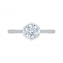 Shah Luxury 14K White Gold Round Diamond Cathedral Style Engagement Ring (Semi-Mount)
