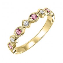 Gems One 10Kt Yellow Gold Diamond (1/20Ctw) & Pink Tourmaline (1/6 Ctw) Ring