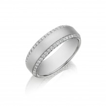 Henri Daussi 7mm Men's Wedding Band  Platinum White 0.95 Ctw.