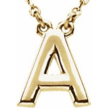 14K Yellow Block Initial A 16 Necklace