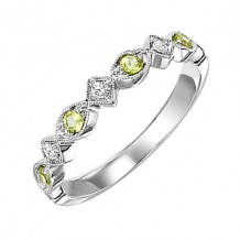 Gems One 10Kt White Gold Diamond (1/20Ctw) & Peridot (1/6 Ctw) Ring